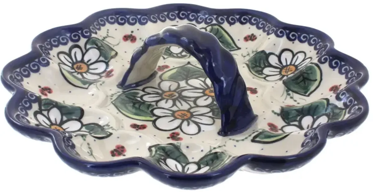 Blue Rose Polish Pottery Ladybug Egg Plate