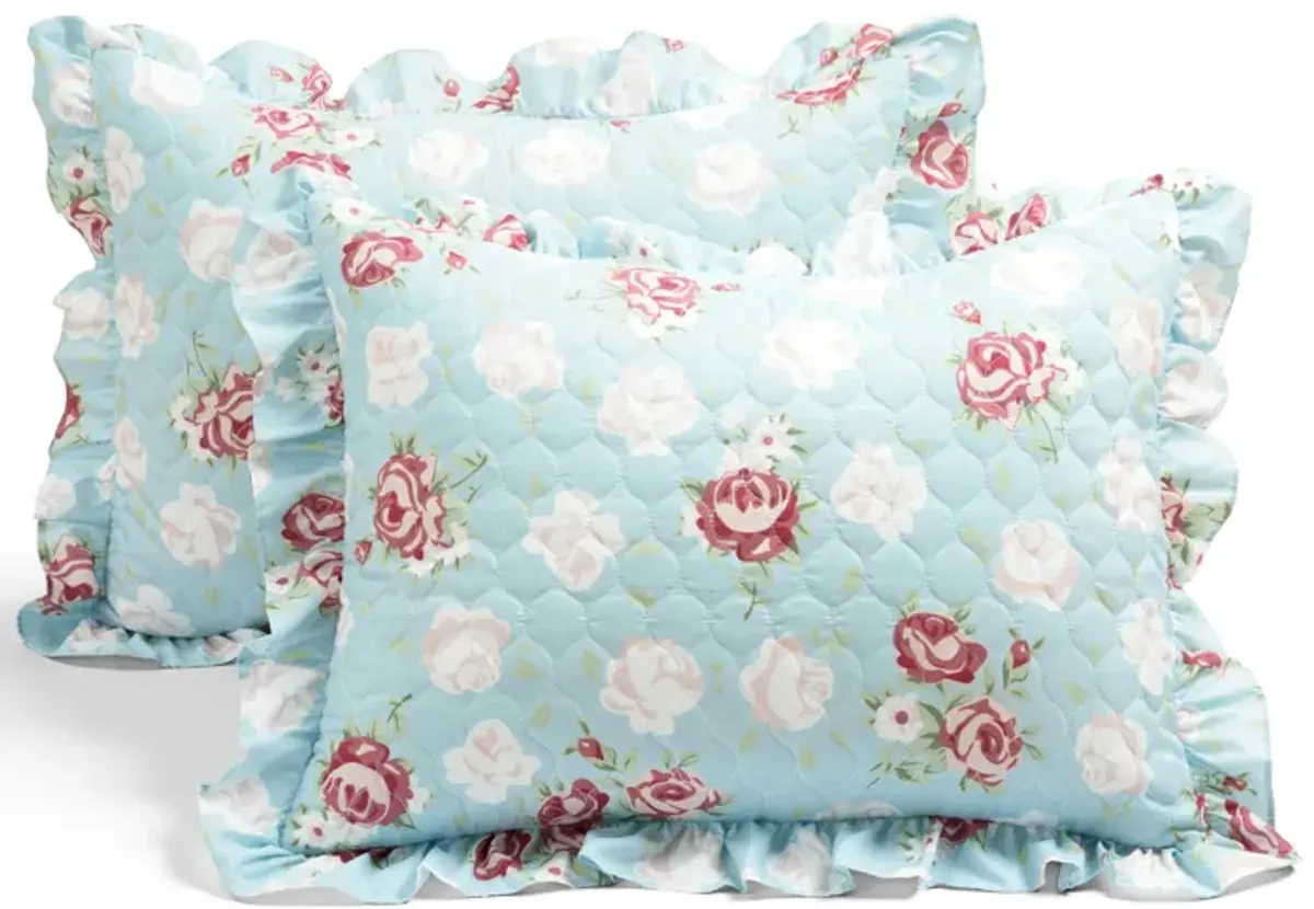 Cottage Core Floral Ruffle Reversible Oversized Quilt 3Pc Set