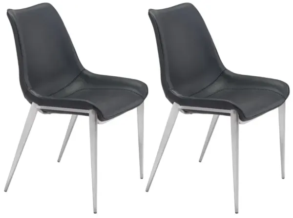 Set of 2 Upholstered Faux Leather Open Back Dining Side Chairs for Kitchen or Dining