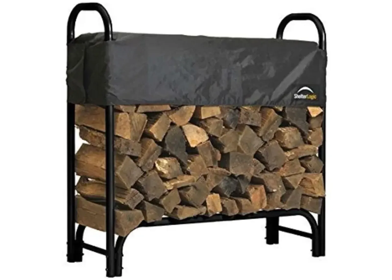 Hivvago Outdoor Firewood Rack 4-Ft Steel Frame Wood Log Storage with Cover