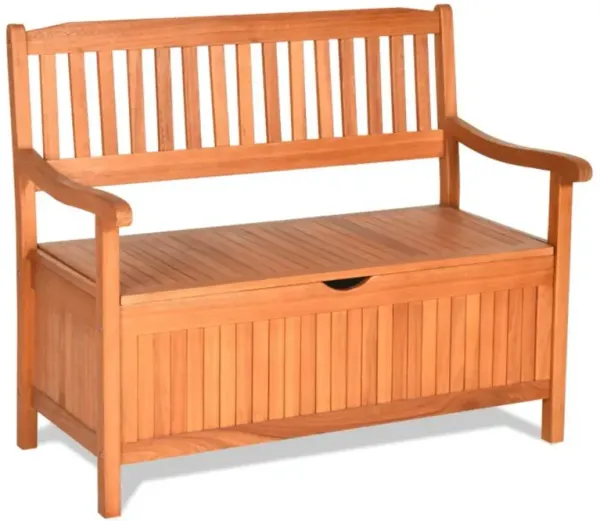 Hivvago 33 Gallon Wooden Storage Bench with Liner for Patio Garden Porch