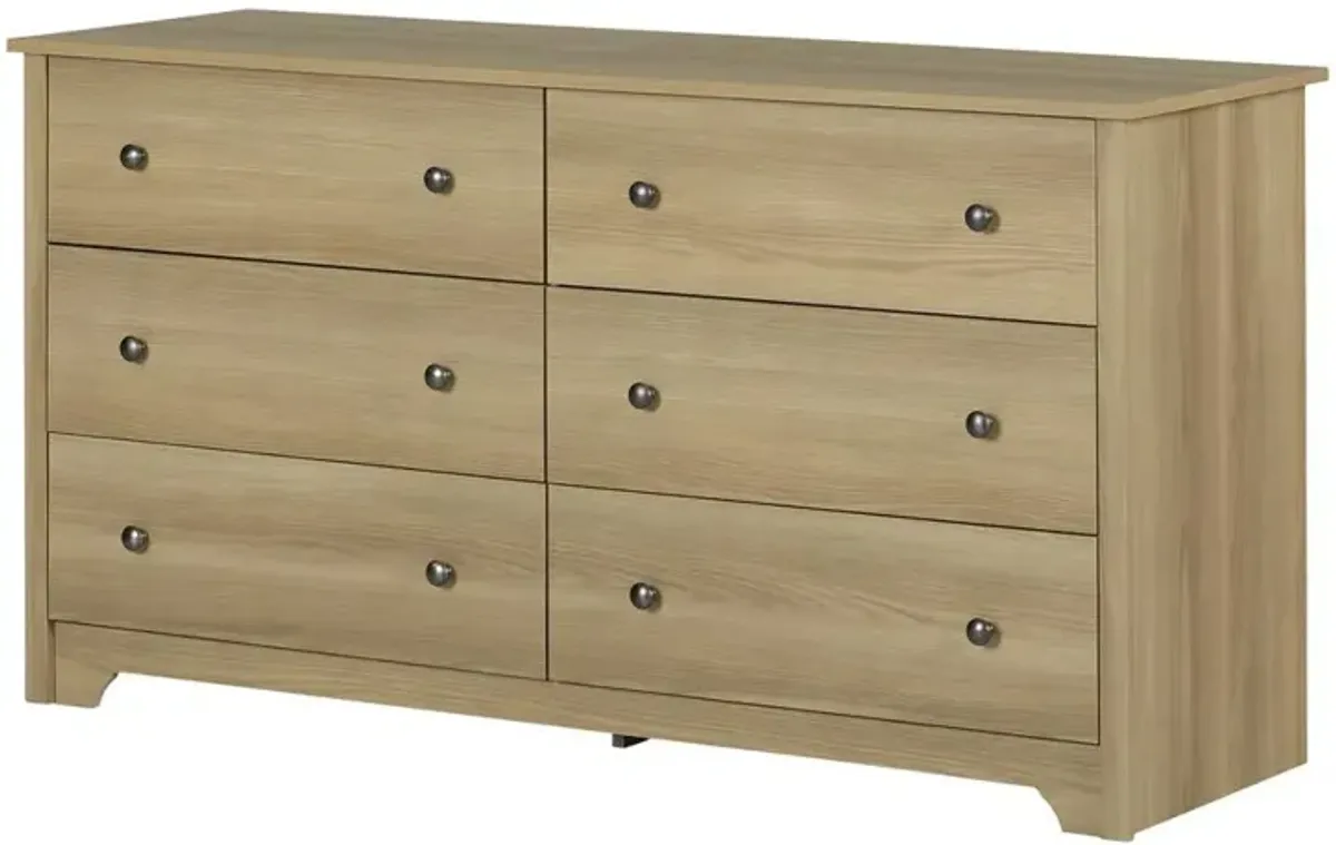 Vito 6-Drawer Double Dresser, Natural Ash