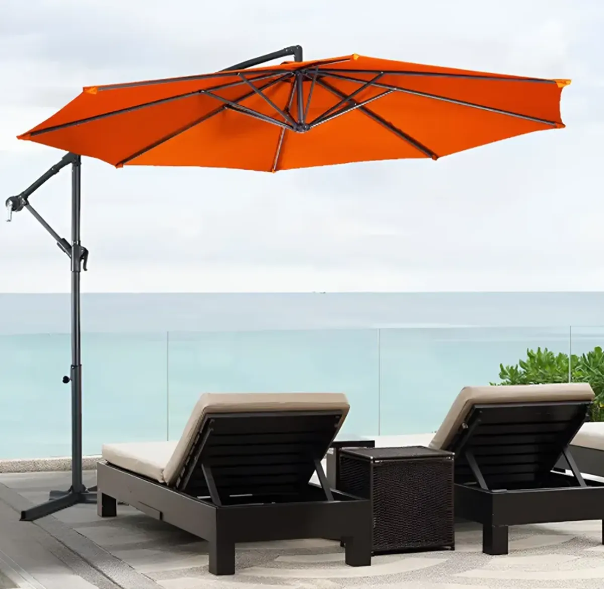 10 Feet Patio Outdoor Sunshade Hanging Umbrella