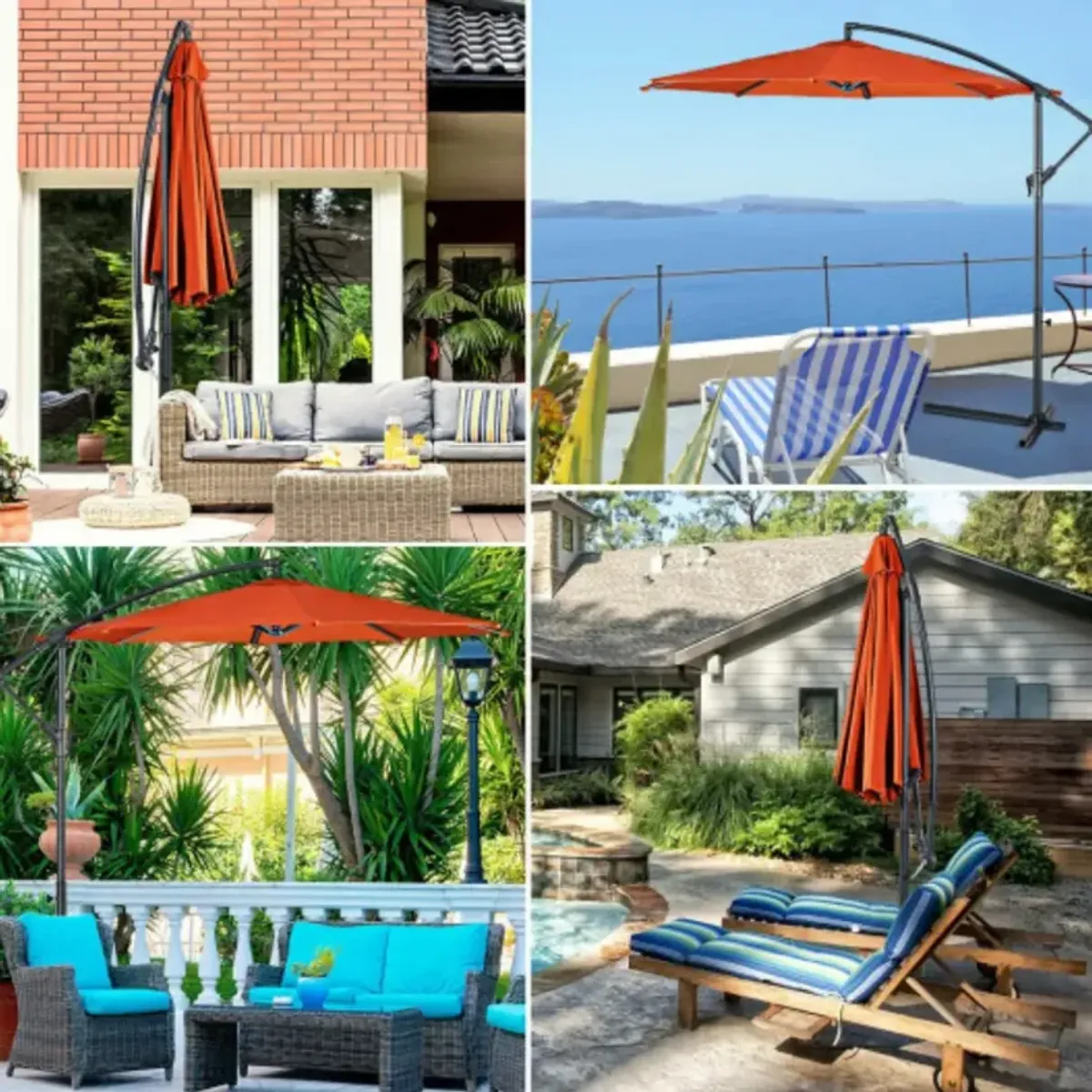 10 Feet Patio Outdoor Sunshade Hanging Umbrella