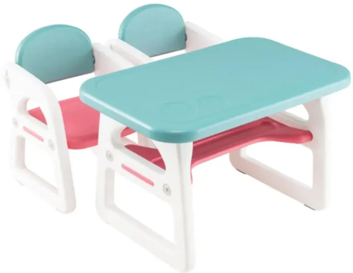 Hivvago Kids Table and Chair Set with Building Blocks