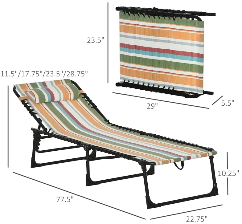 Colored Sun Lounger: Folding Chaise with 4-Position Backrest for Patio, Deck