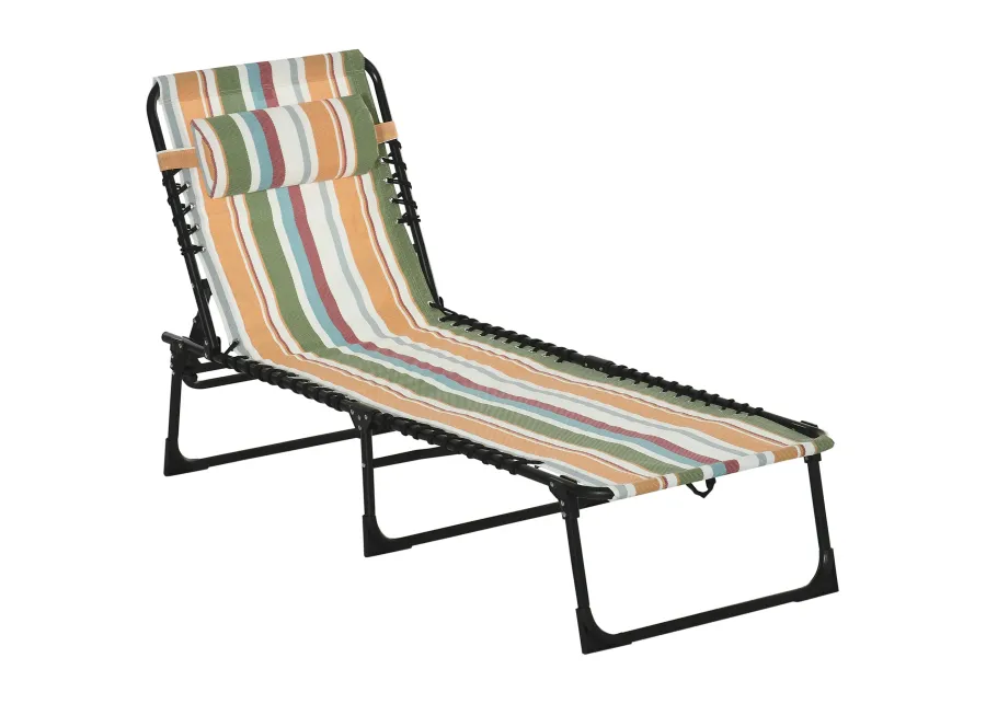 Colored Sun Lounger: Folding Chaise with 4-Position Backrest for Patio, Deck