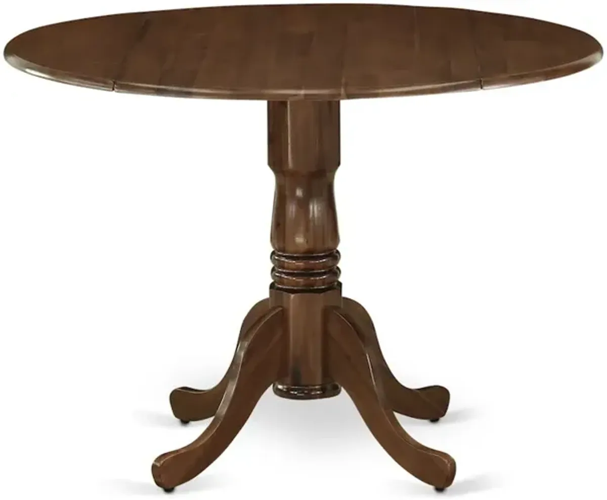 5 Piece Dining Table Set Contains a Round Solid Wood Table with Dropleaf