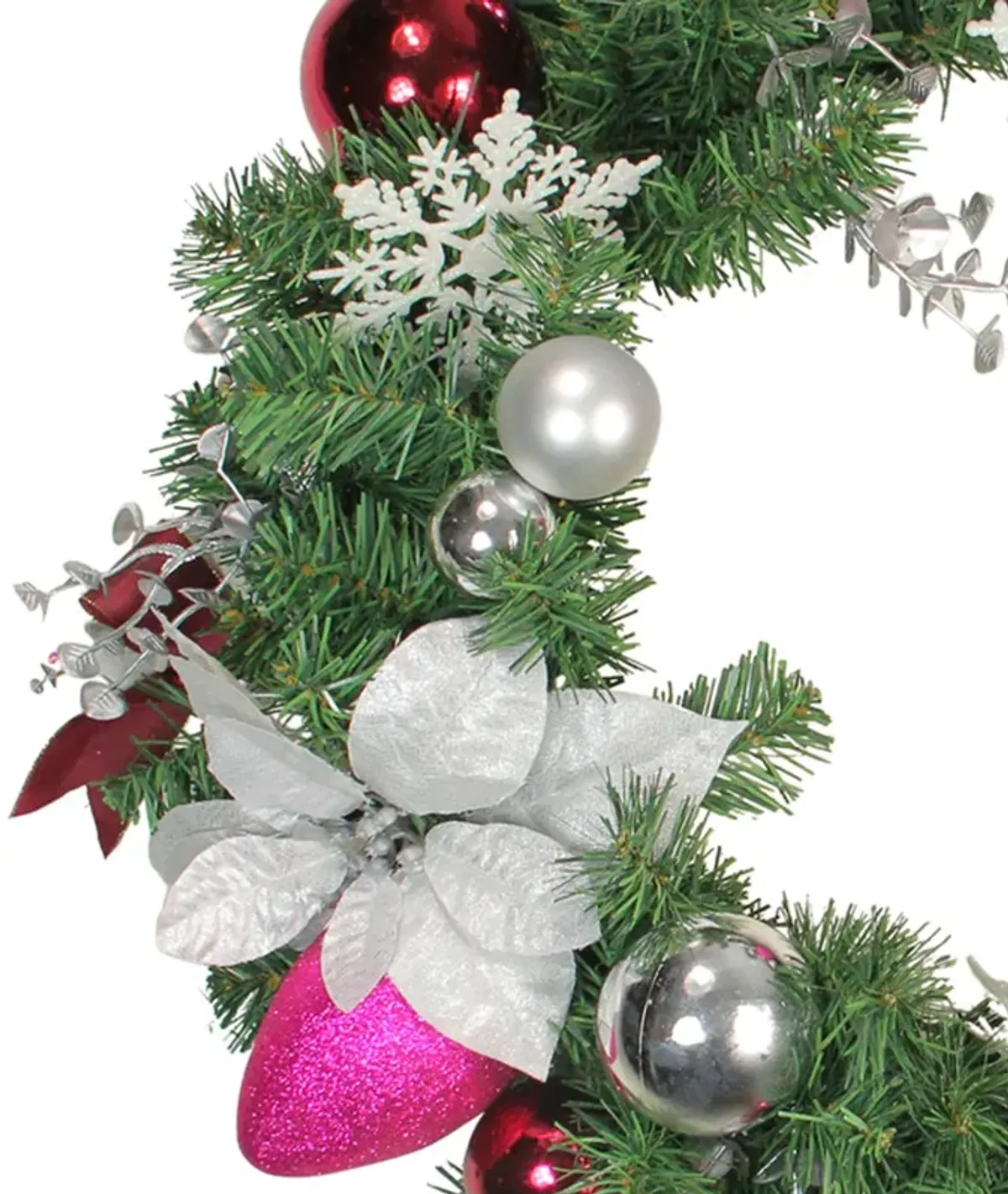 Poinsettia and Eucalyptus Artificial Christmas Wreath - 24-Inch  Unlit