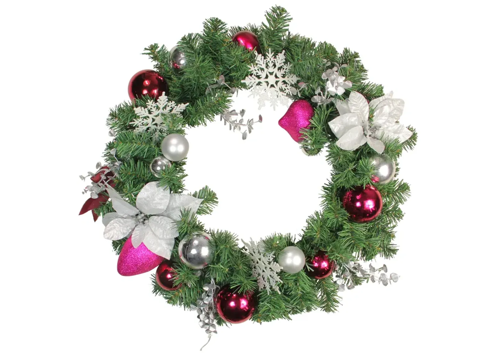 Poinsettia and Eucalyptus Artificial Christmas Wreath - 24-Inch  Unlit