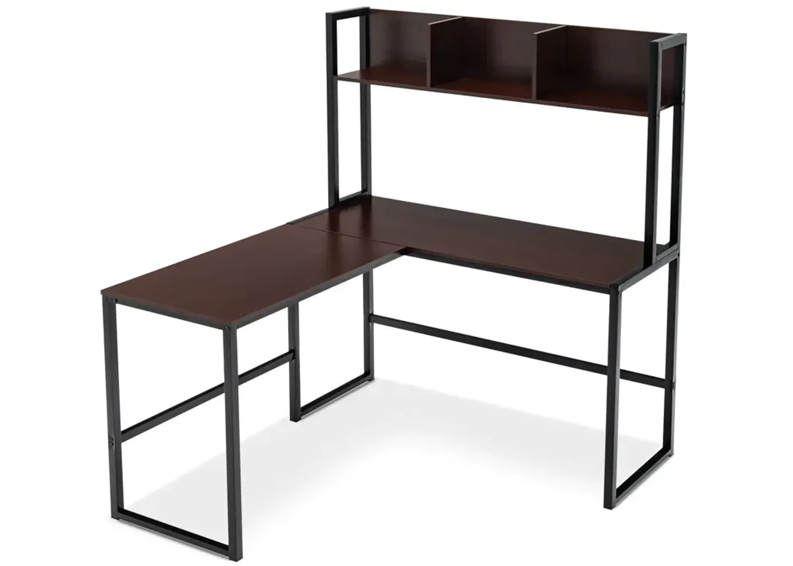 Reversible L-Shaped Corner Desk with Storage Bookshelf