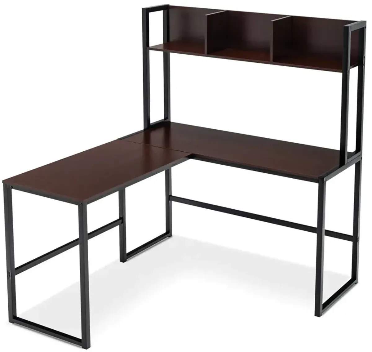 Reversible L-Shaped Corner Desk with Storage Bookshelf