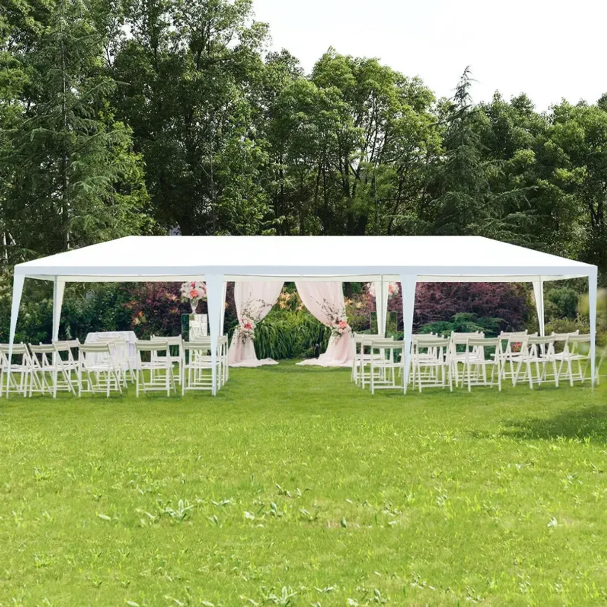 10 x 30 Feet Gazebo Canopy Tent with Connection Stakes and Wind Ropes