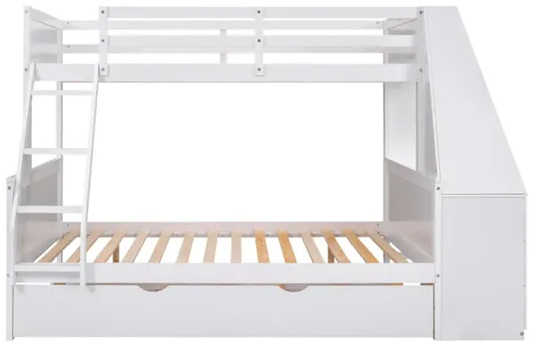 Merax Twin over Full Bunk Bed with Trundle and Built-in Desk