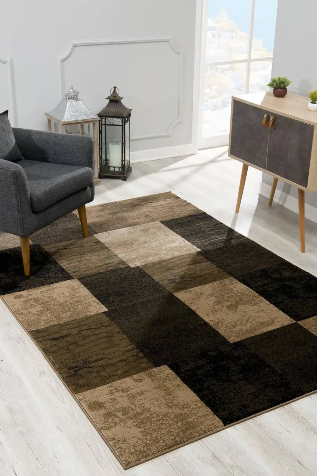 Montage Contemporary Geometric Checkered Indoor Area Rug