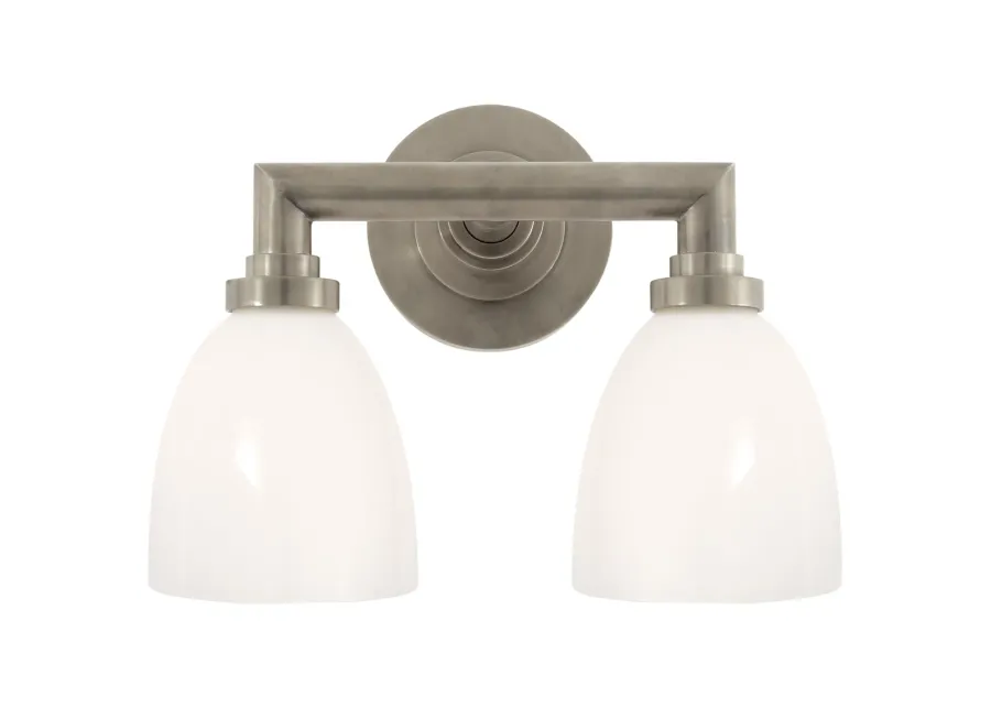 Wilton Double Bath Light in Antique Nickel