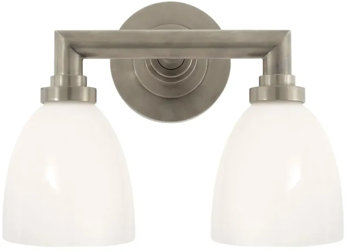 Wilton Double Bath Light in Antique Nickel