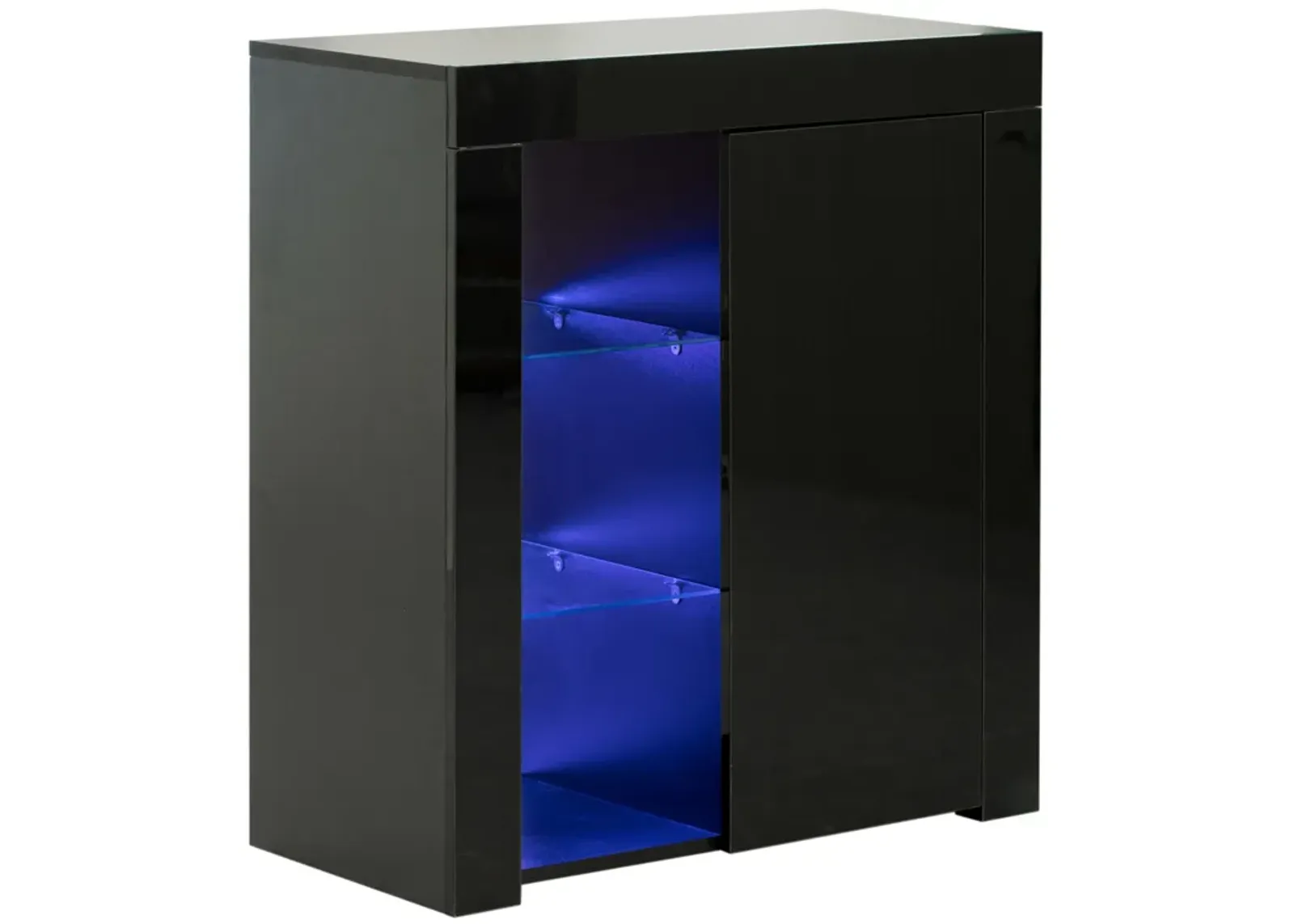 Office or Living Room Side Storage Cabinet With LED, White