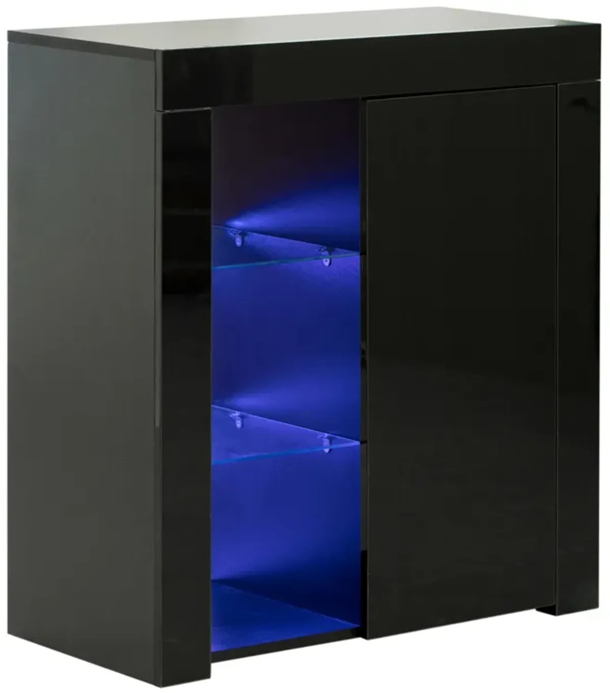 Office or Living Room Side Storage Cabinet With LED, White