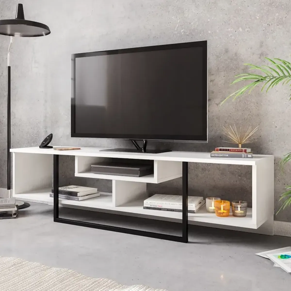 Decorotika Asal 59'' Tv Stand - White & Black