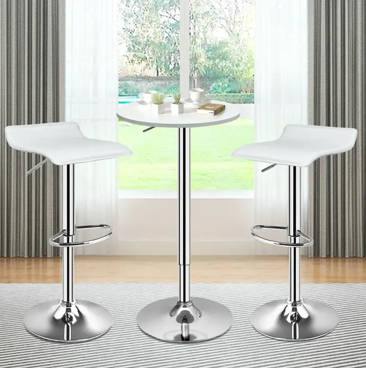 Set of 2 Adjustable PU Leather Backless Bar Stools