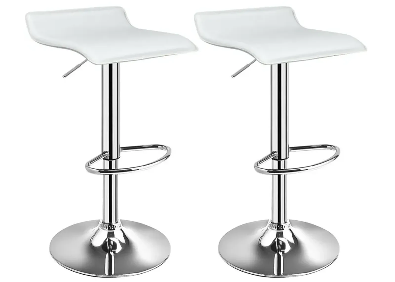 Set of 2 Adjustable PU Leather Backless Bar Stools