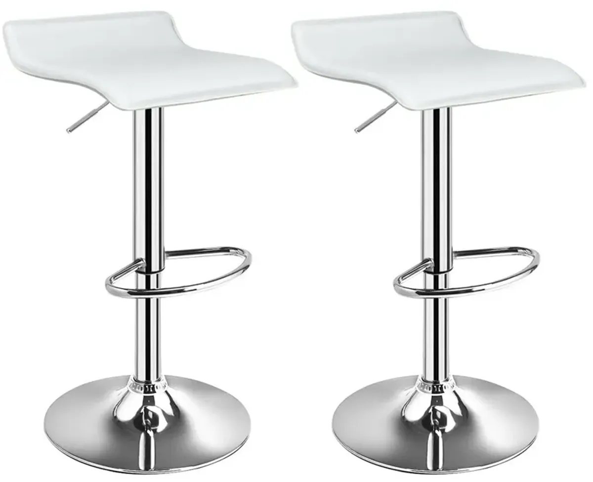 Set of 2 Adjustable PU Leather Backless Bar Stools