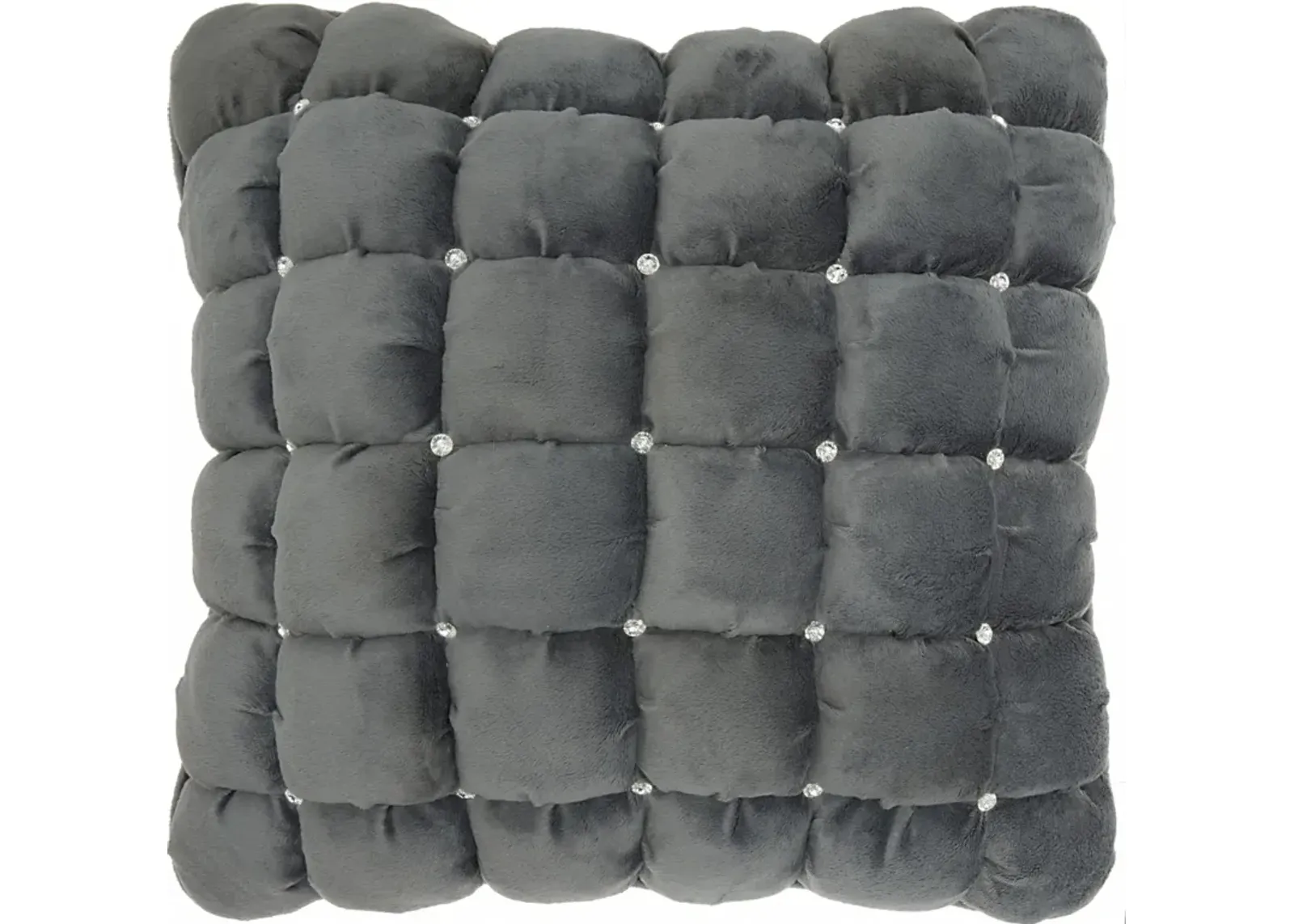 Hivvago 20" Dark Gray With Bling Quilted Velvet Throw Pillow