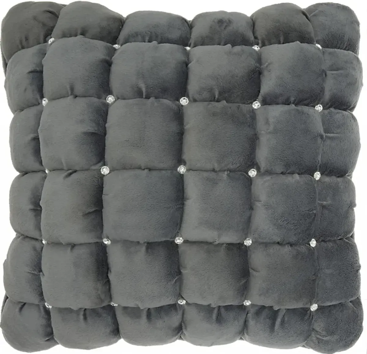 Hivvago 20" Dark Gray With Bling Quilted Velvet Throw Pillow