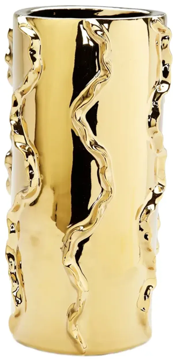 12"H Gold Metallic Vase Swivel Design