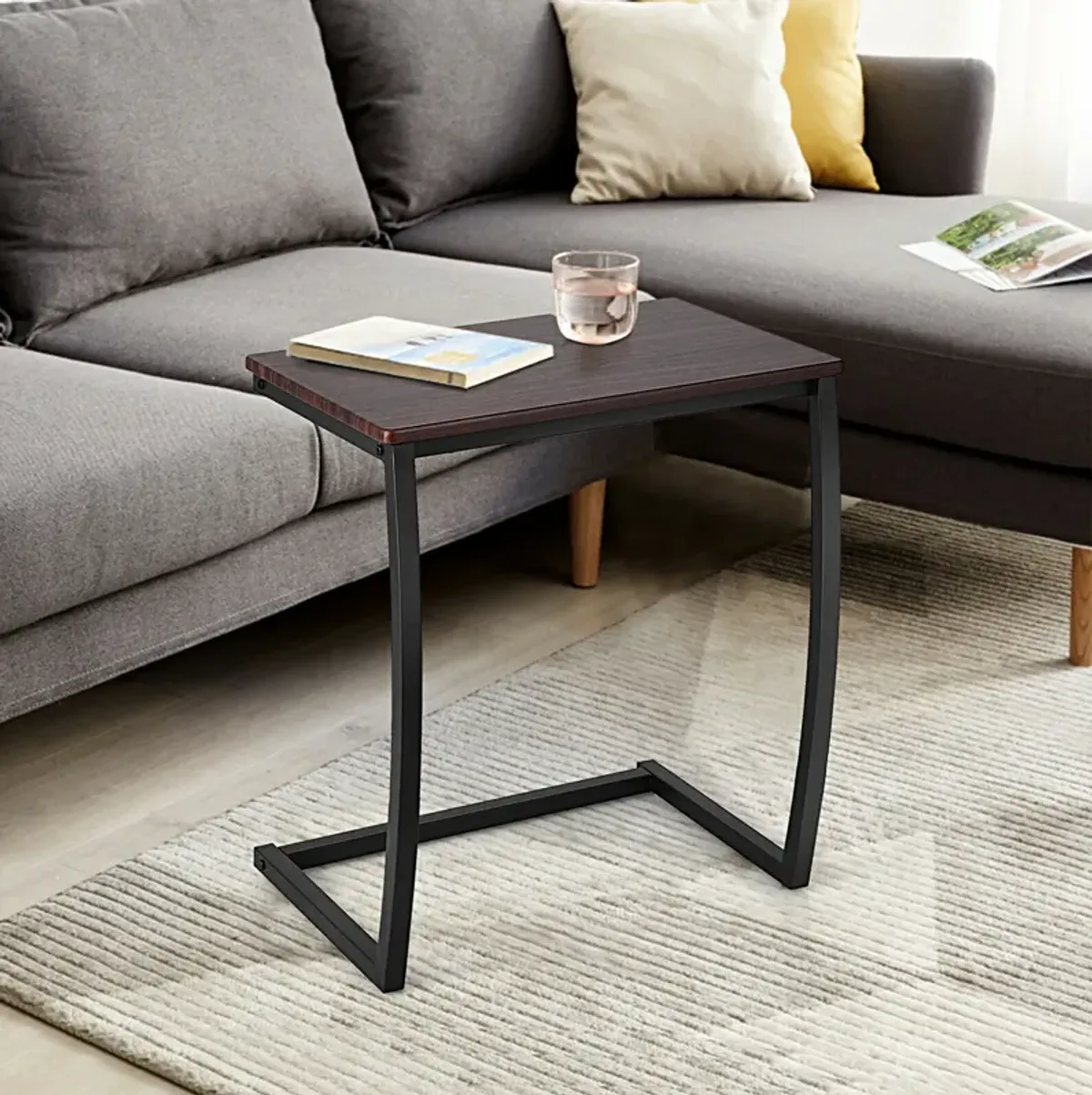 Steel Frame C-shaped Sofa Side End Table-Coffee