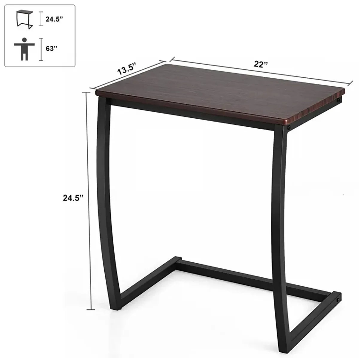 Steel Frame C-shaped Sofa Side End Table-Coffee