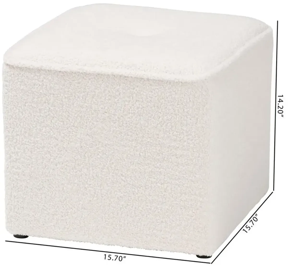 Baxton Studio Isaiah Modern and Contemporary Ivory Boucle Upholstered Ottoman