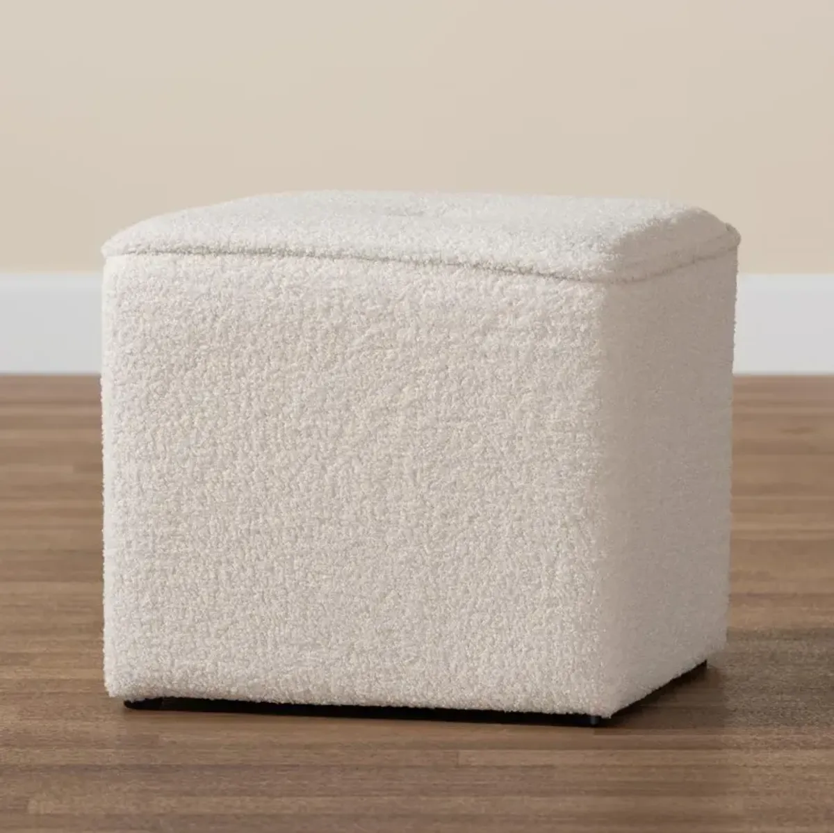 Baxton Studio Isaiah Modern and Contemporary Ivory Boucle Upholstered Ottoman