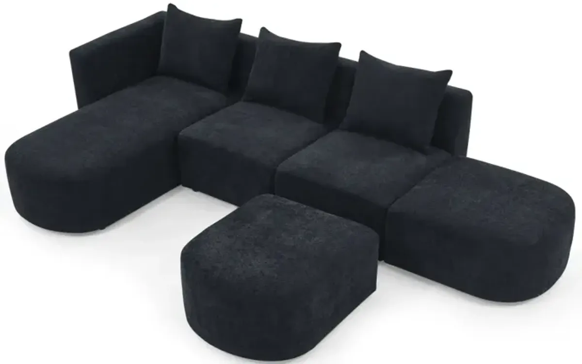 L-Shaped Sectional Sofa with Single Seats, Chaise, and Ottomans