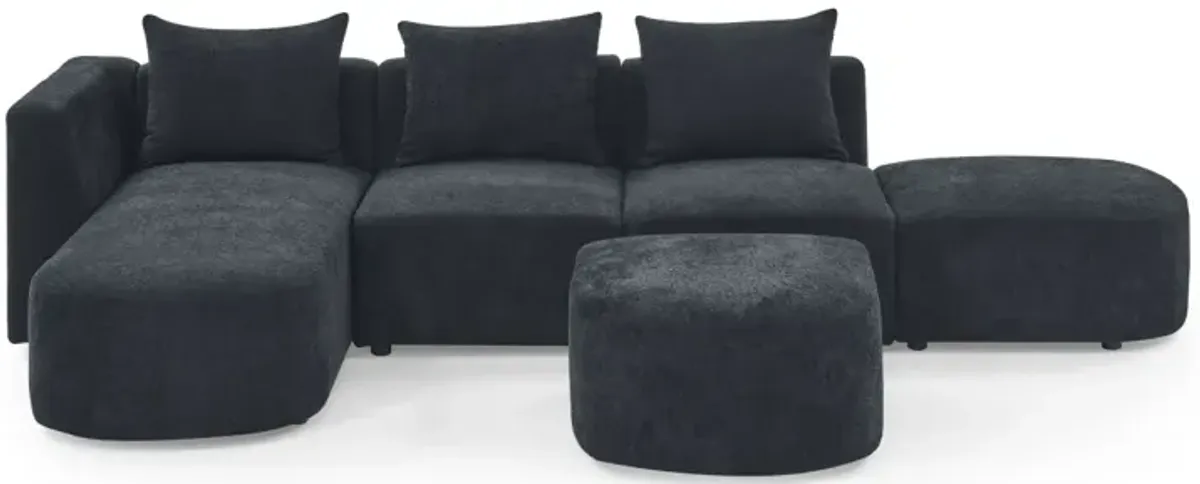 L-Shaped Sectional Sofa with Single Seats, Chaise, and Ottomans