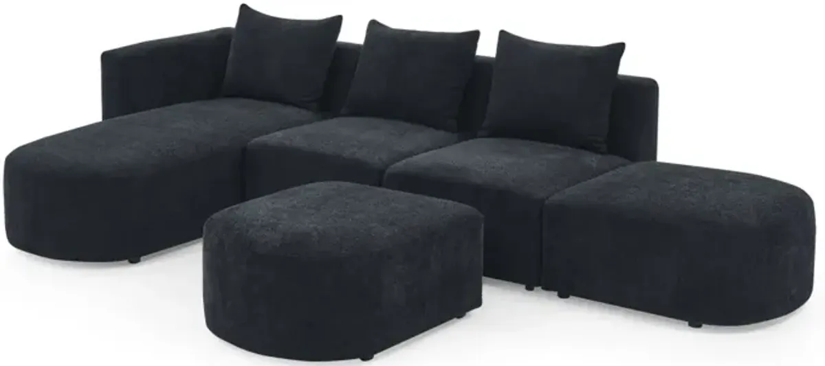 L-Shaped Sectional Sofa with Single Seats, Chaise, and Ottomans