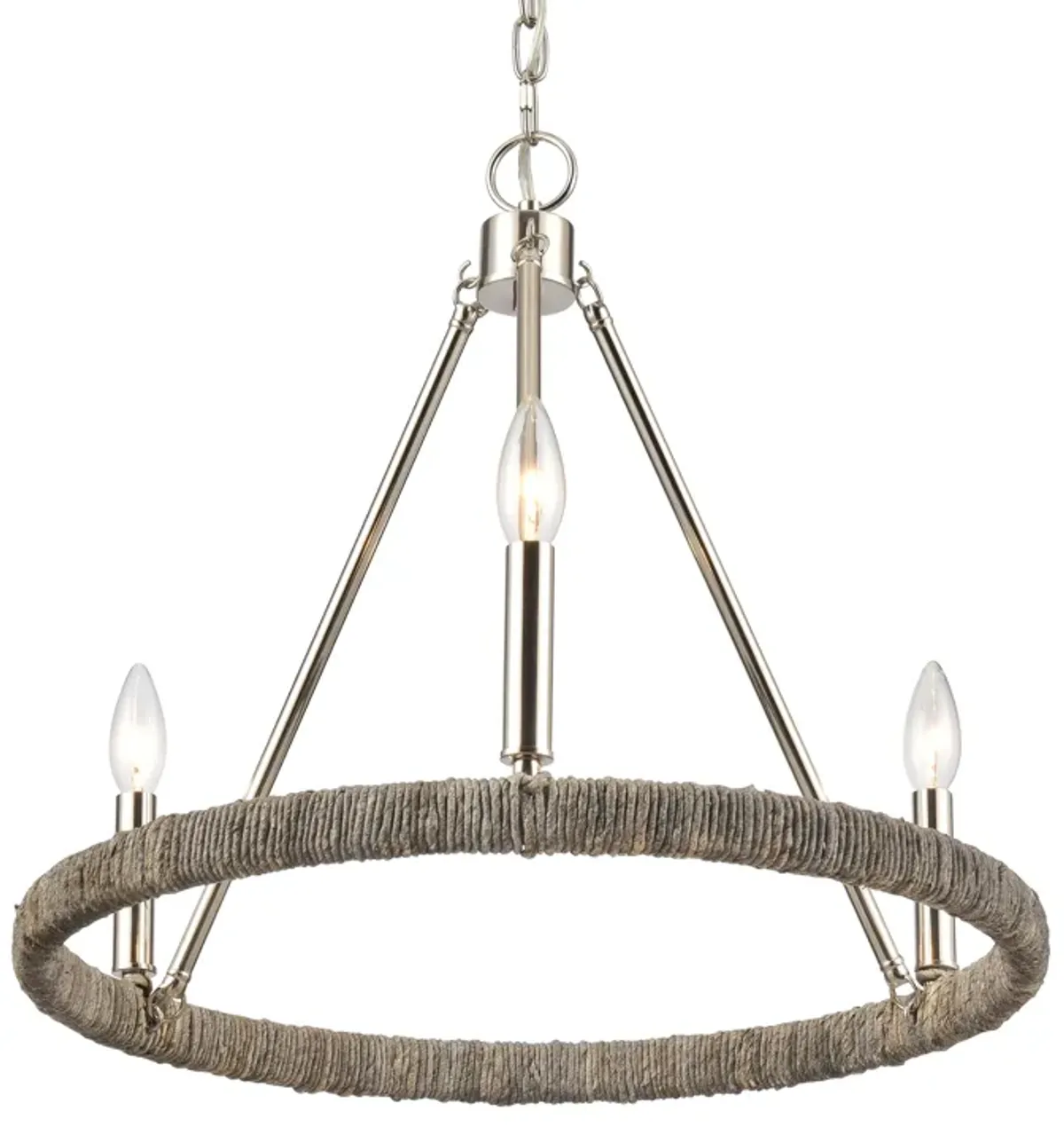 Abaca 20" Wide Polished Nickel 3-Lt Chandelier