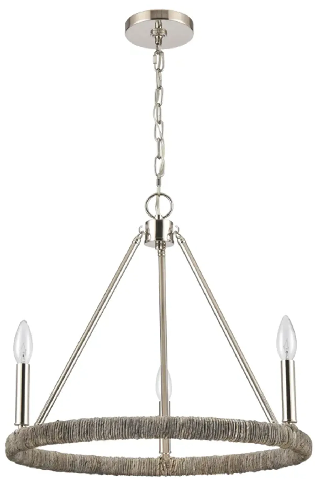 Abaca 20" Wide Polished Nickel 3-Lt Chandelier