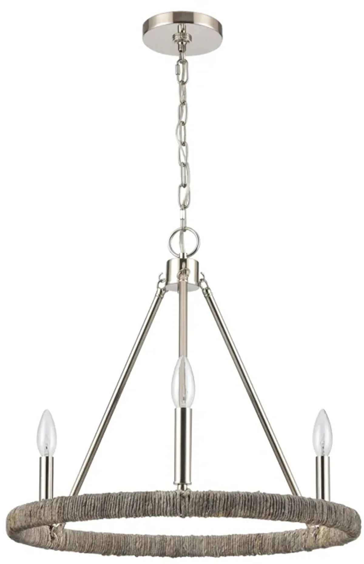 Abaca 20" Wide Polished Nickel 3-Lt Chandelier