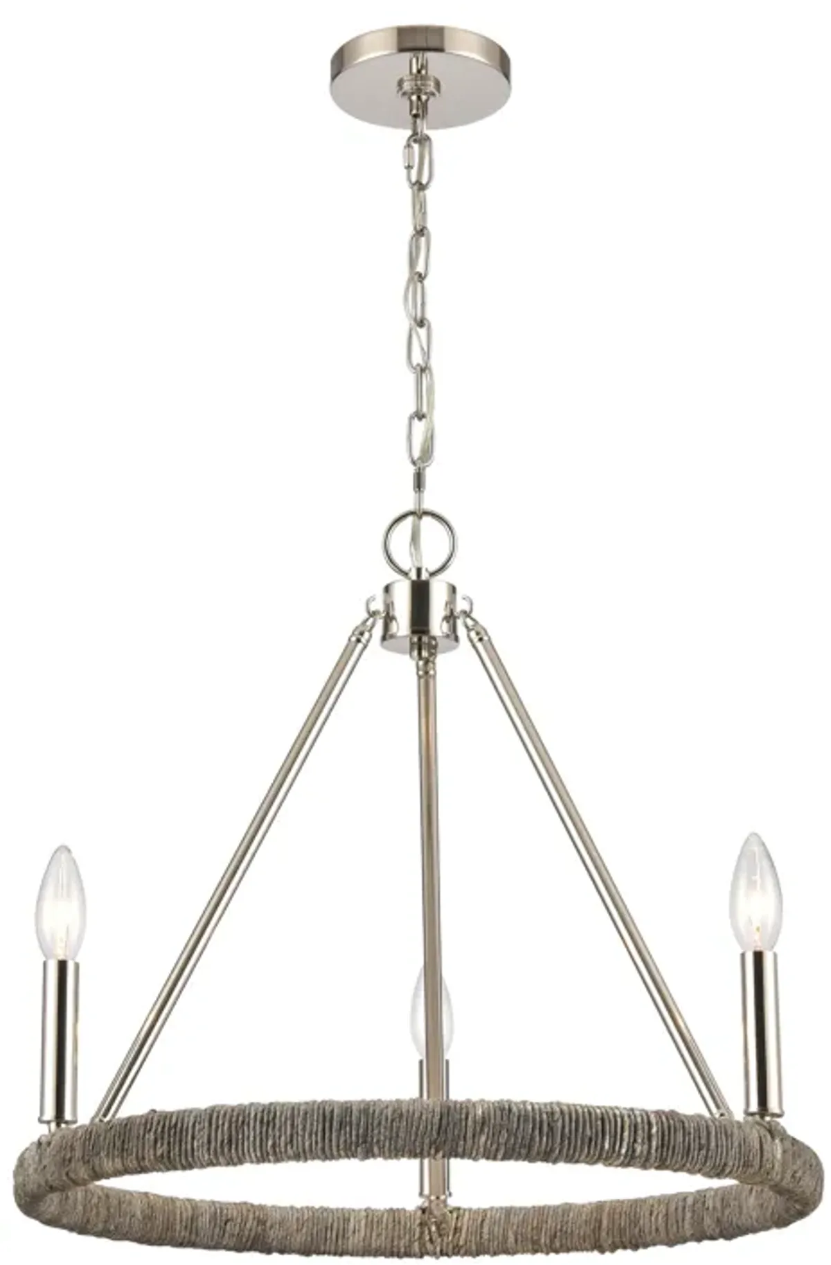 Abaca 20" Wide Polished Nickel 3-Lt Chandelier