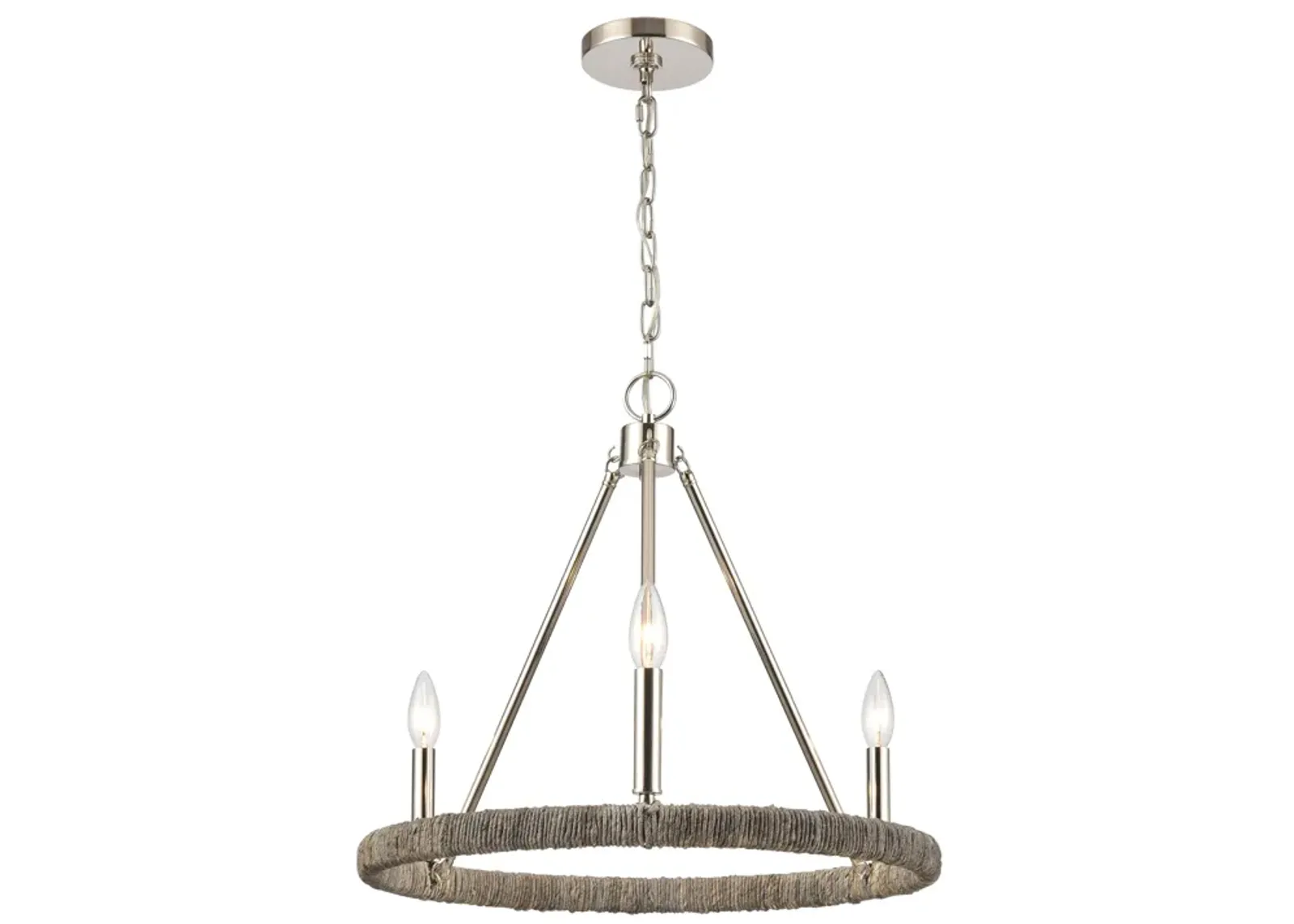 Abaca 20" Wide Polished Nickel 3-Lt Chandelier