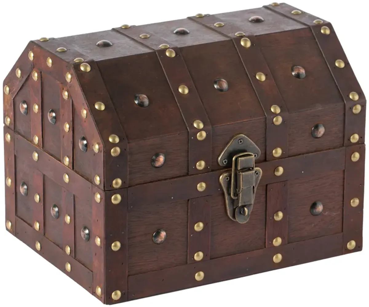 Black Vintage Caribbean Pirate Chest with Decorative Nailed Design