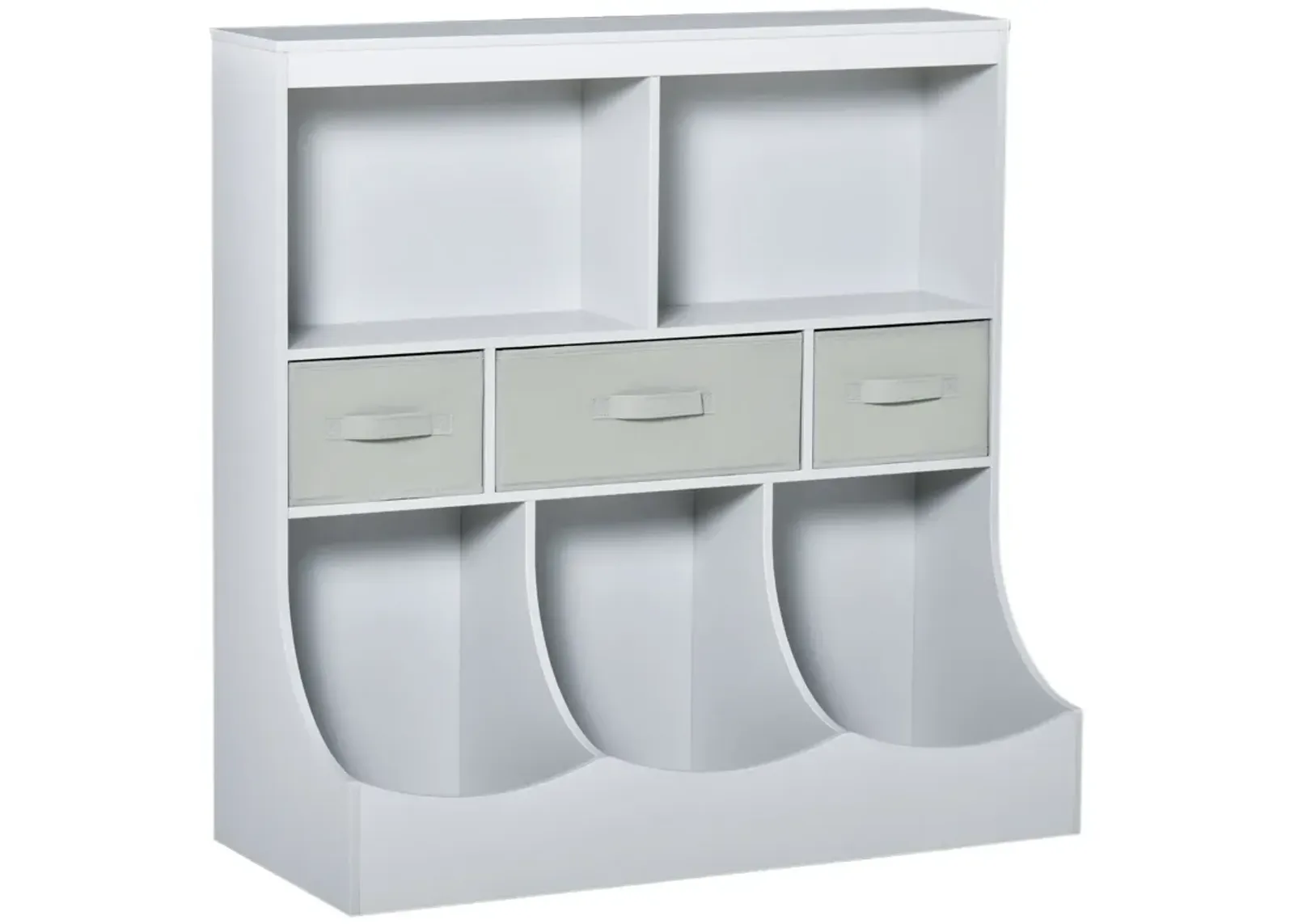 Grey Kids' Organizer: Freestanding Cabinet with Bookshelf and Drawers