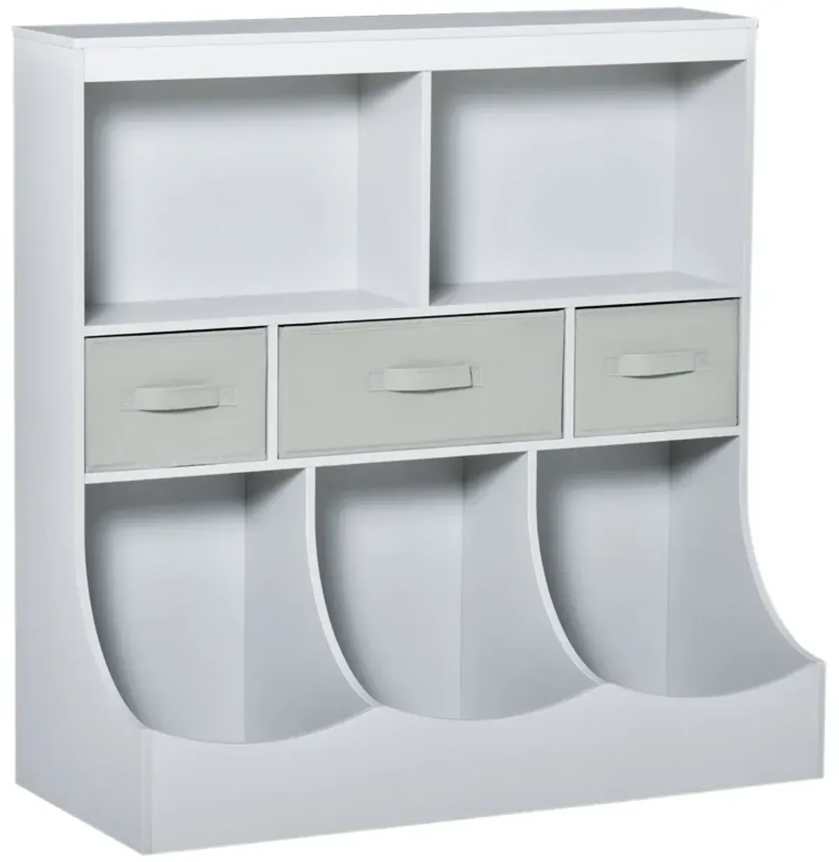 Grey Kids' Organizer: Freestanding Cabinet with Bookshelf and Drawers