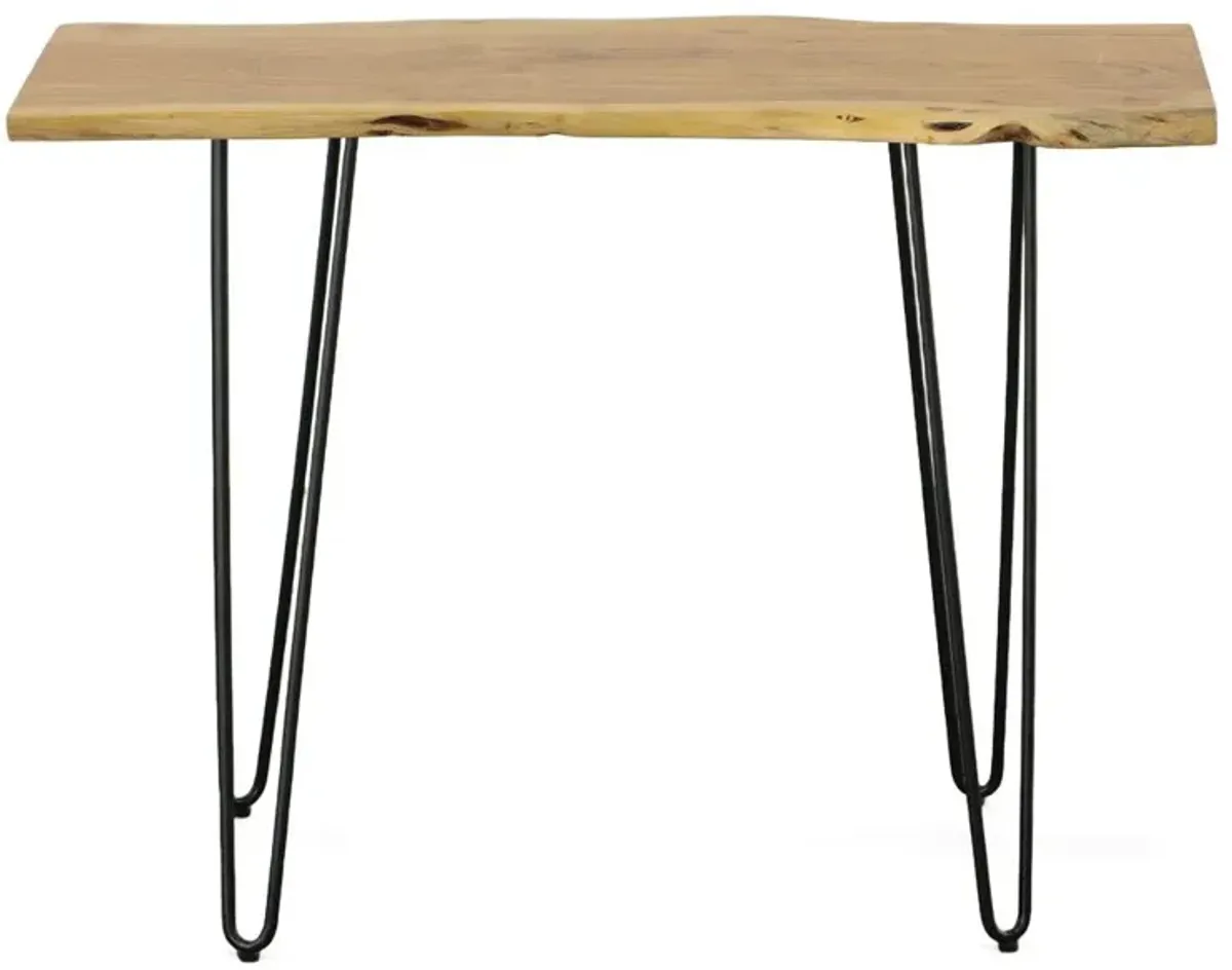 Carolina Living Seti Live Edge Console Table - Natural Top - Black Base