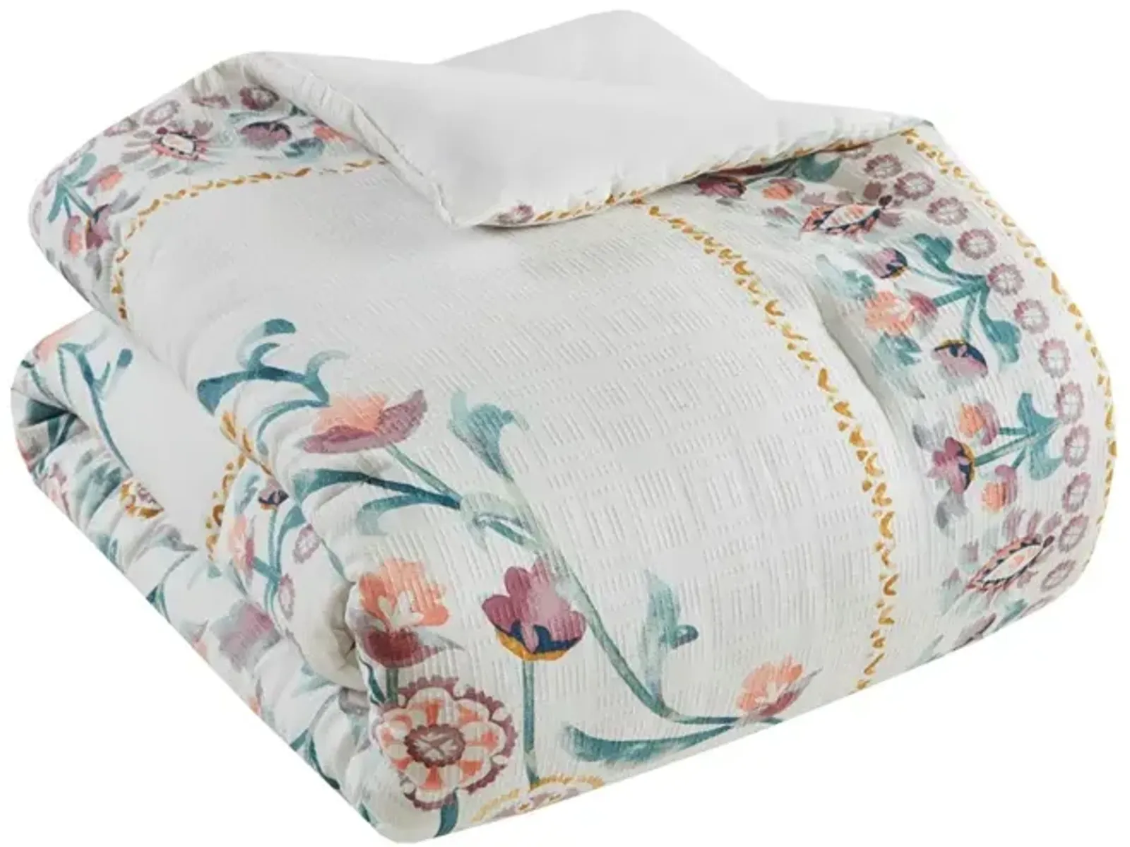 Gracie Mills Swanson Large Medallion Floral 4 Piece Comforter Set with Decorative Pillow