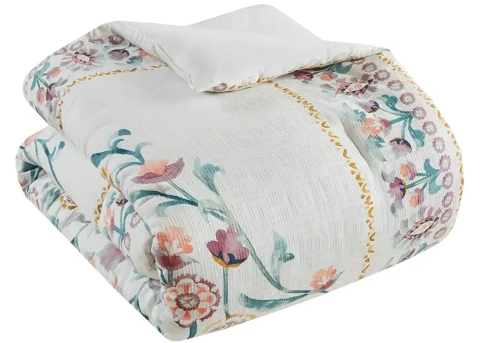 Gracie Mills Swanson Large Medallion Floral 4 Piece Comforter Set with Decorative Pillow