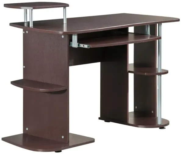 Complete Computer Workstation Desk With Storage. Color: Chocolate