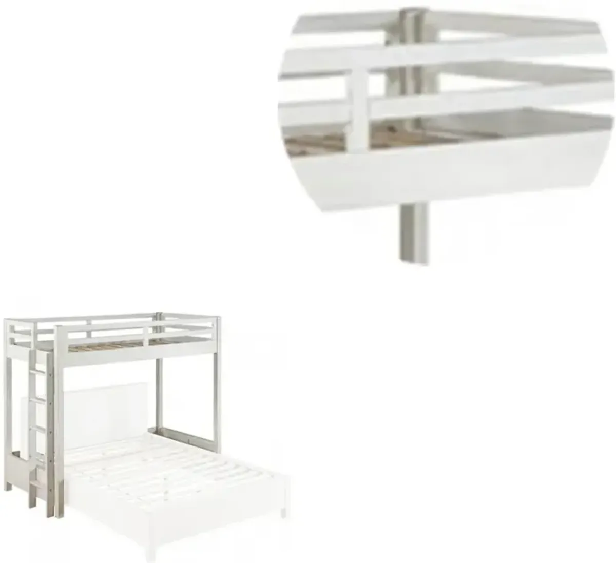 Twin Loft Bed Fixed Ladder, White-Benzara